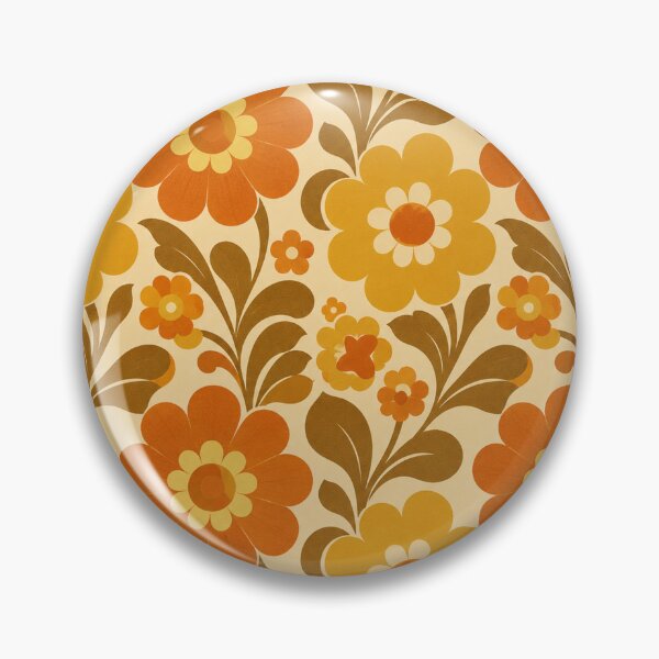 Item preview, Vintage 1970s Retro Orange Floral Pattern designed and sold by Owcomm.