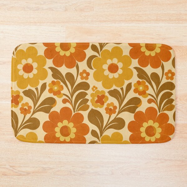 Item preview, Vintage 1970s Retro Orange Floral Pattern designed and sold by Owcomm.