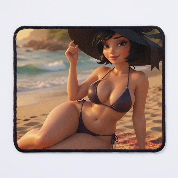 Item preview, Voluptuous Beach Pinup Black Hat Sunset designed and sold by HappyOops.