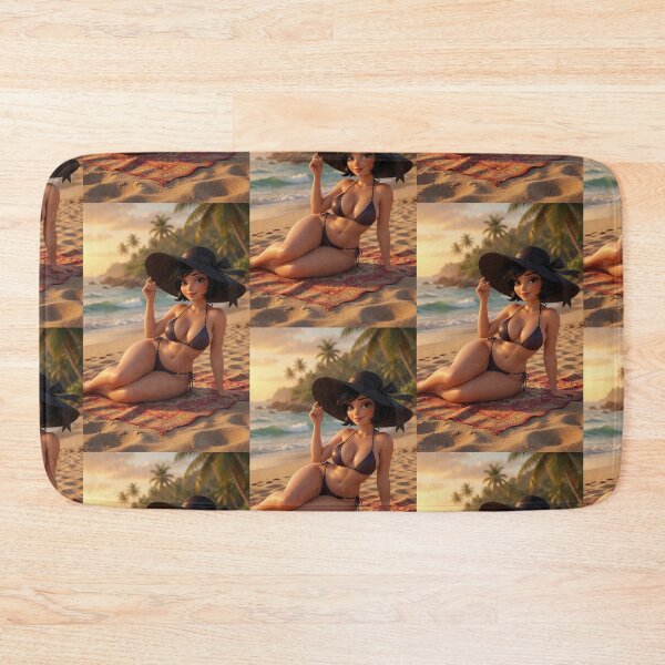 Item preview, Voluptuous Beach Pinup Black Hat Sunset designed and sold by HappyOops.