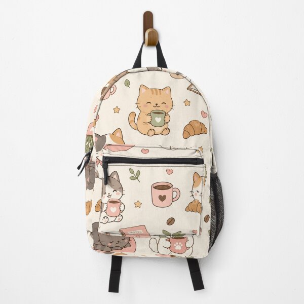 Item preview, Cozy Cat Coffee Break Kawaii Pattern designed and sold by Soft Berry Studio.