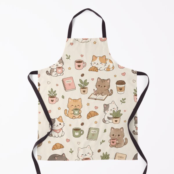 Item preview, Cozy Cat Coffee Break Kawaii Pattern designed and sold by Soft Berry Studio.