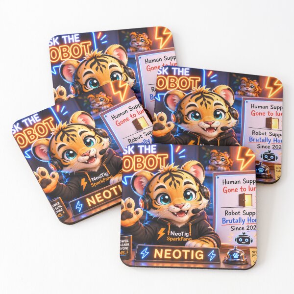 Item preview, NeoTig SparkFang Ask The Robot — Cute AI Tiger Brutally Honest Tech Support designed and sold by NeoTigLuna.
