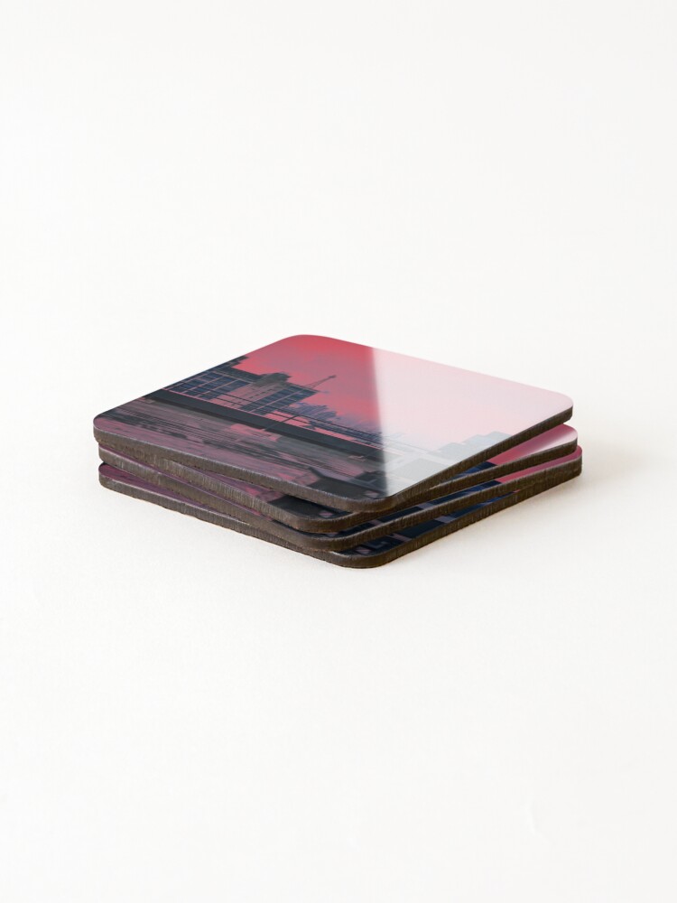Thumbnail 4 of 5, Coasters (Set of 4), Pink Rooftop designed and sold by dropsock.