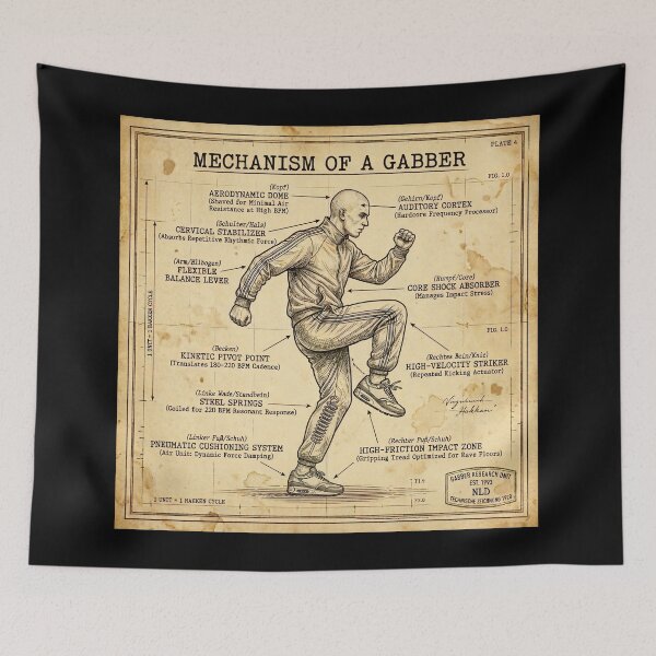 Item preview, Mechanism of a Gabber Hakken Anatomy Poster designed and sold by SPAZE-Typo.