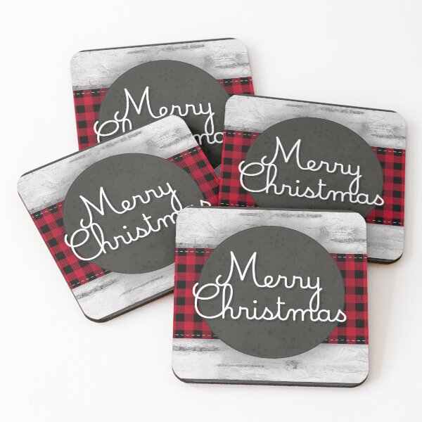 Item preview, Rustic Birch Bark Red Buffalo Plaid Merry Christmas designed and sold by GlueGunEnergy.