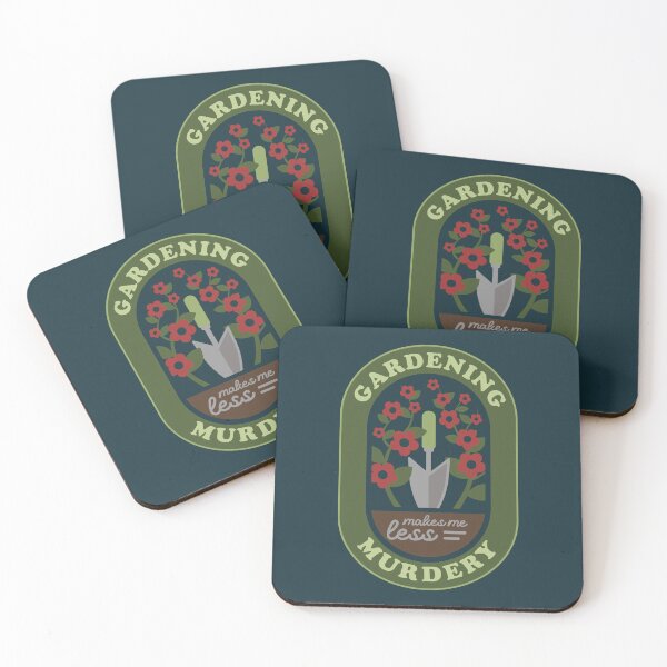 Item preview, Gardening Makes Me Less Murdery Badge | Funny Retro Gardener Gift Vintage Garden Shirt designed and sold by FreshyStudios.