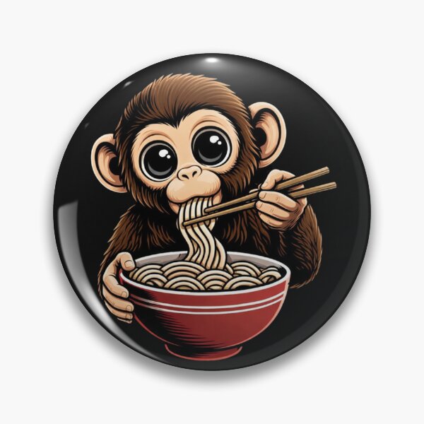 Item preview, Cute Monkey Eating Ramen Noodles Chopsticks designed and sold by Tsugraf Designs.