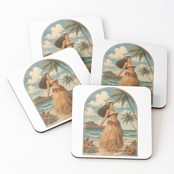 Item preview, Vintage Hawaiian Hula Girl Waikiki Beach  designed and sold by TonecaStudio.
