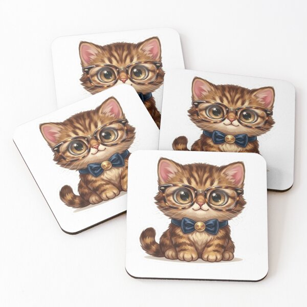 Item preview, Cute Tabby Kitten Wearing Glasses and Bow Tie Nerd Cat Art designed and sold by Northern Glow Art.