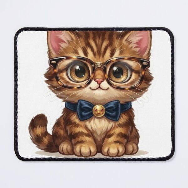 Item preview, Cute Tabby Kitten Wearing Glasses and Bow Tie Nerd Cat Art designed and sold by Northern Glow Art.