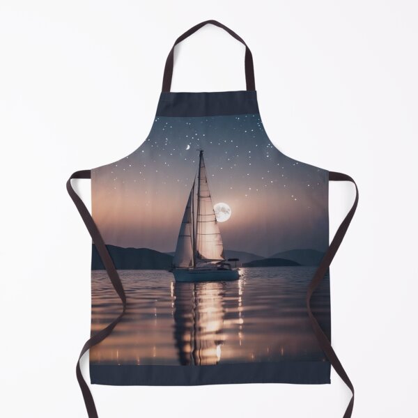 Item preview, Sailboat Night Ocean Big Full Moon Starry Sky Art designed and sold by UmSkelig834.