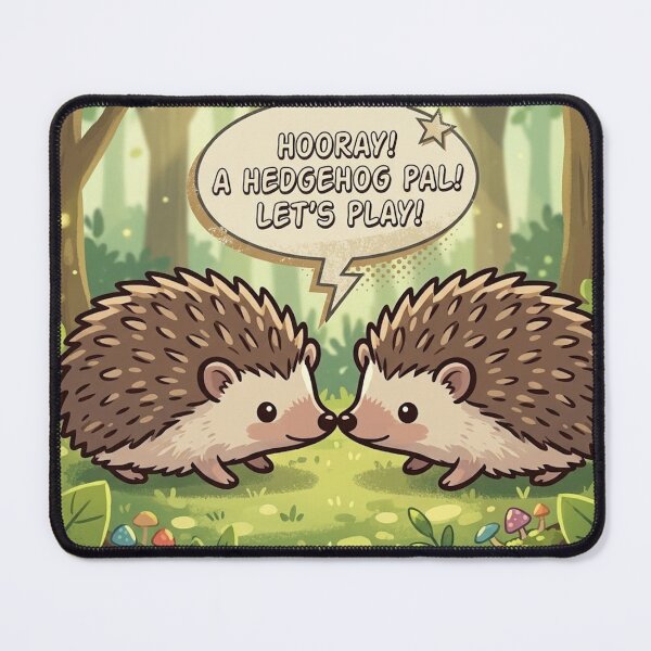 Item preview, "Hooray! A Hedgehog Pal!" Whimsical Forest Friends Art designed and sold by AirCrayons27.