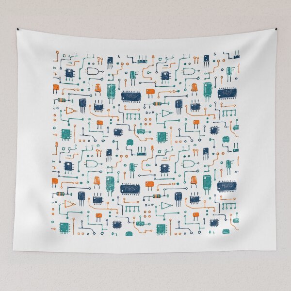 Item preview, Retro Circuit Board Electronic Components Pattern designed and sold by eignvalue.