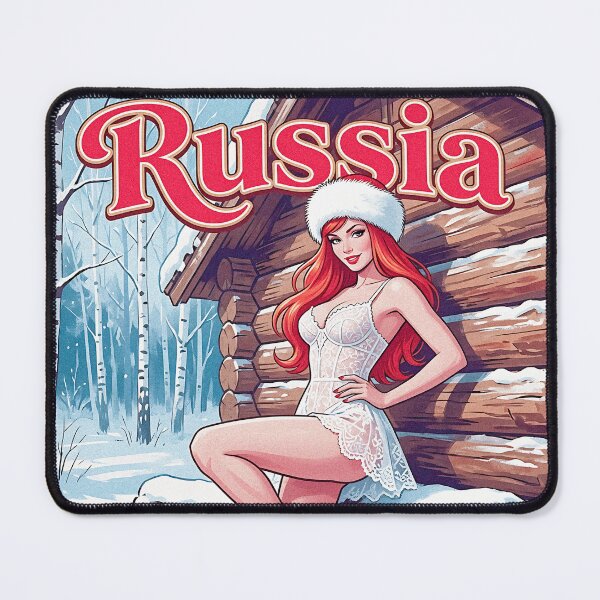 Item preview, Russian Winter Pinup Redhead Fur Hat Cabin designed and sold by HappyOops.