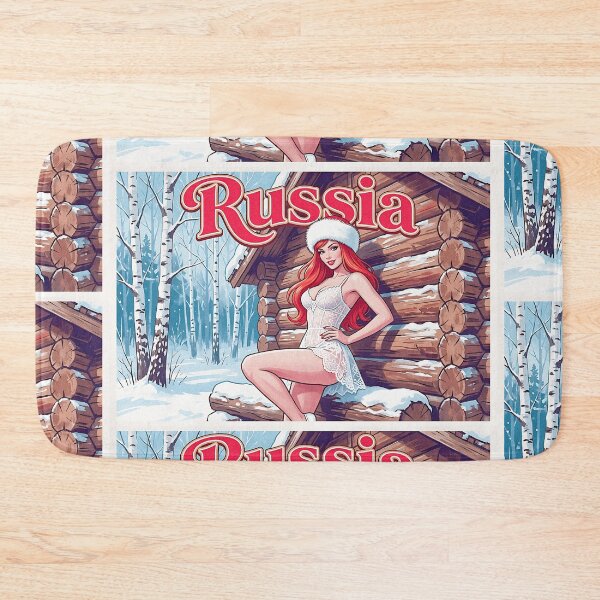 Item preview, Russian Winter Pinup Redhead Fur Hat Cabin designed and sold by HappyOops.