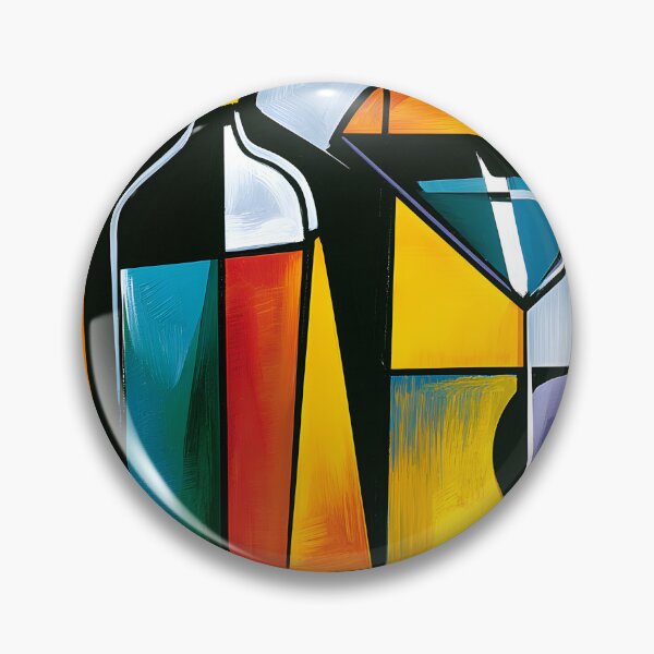 Item preview, Cubist Martini Still Life - Abstract Bottles and Geometric Elegance in Vibrant Color designed and sold by OlfactoART Studio.