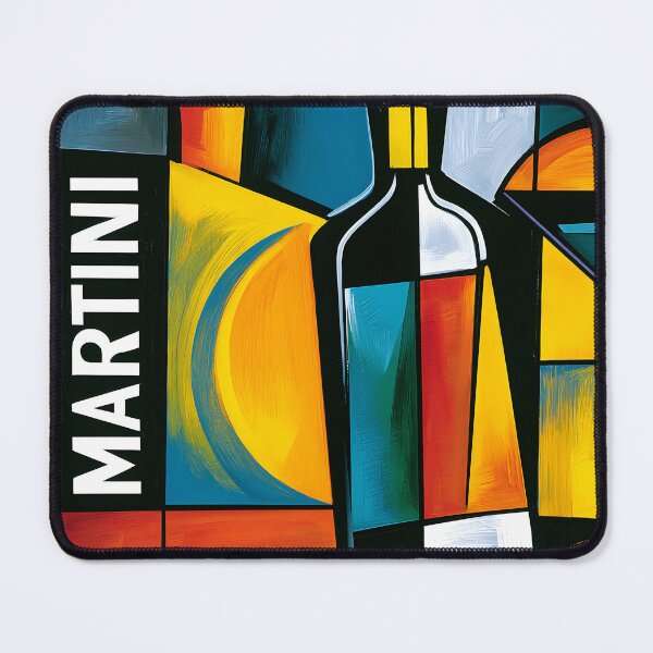 Item preview, Cubist Martini Still Life - Abstract Bottles and Geometric Elegance in Vibrant Color designed and sold by OlfactoART Studio.