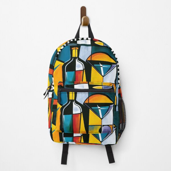 Item preview, Cubist Martini Still Life - Abstract Bottles and Geometric Elegance in Vibrant Color designed and sold by OlfactoART Studio.