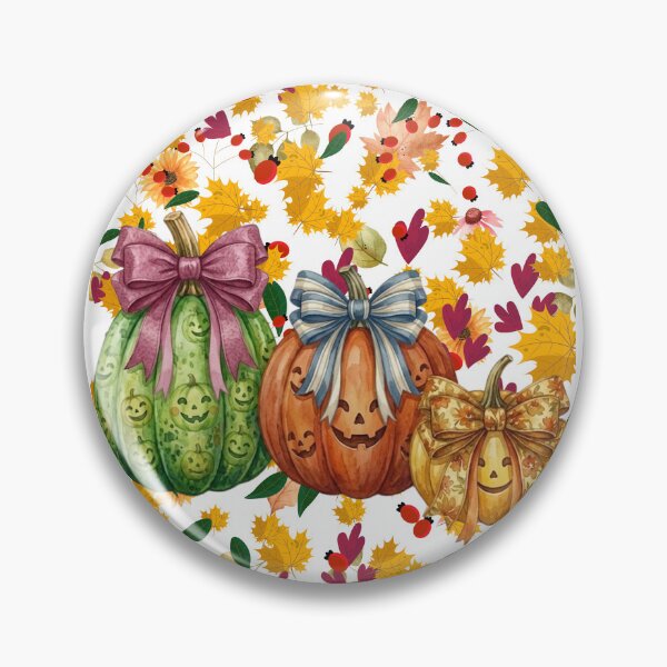 Item preview, Watercolor Vintage Halloween Jack O Lantern Pumpkins with Bows - Fall Autumn Foliage Graphic designed and sold by VibranPalette.