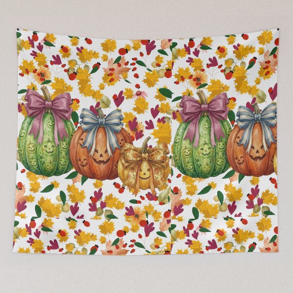 Item preview, Watercolor Vintage Halloween Jack O Lantern Pumpkins with Bows - Fall Autumn Foliage Graphic designed and sold by VibranPalette.