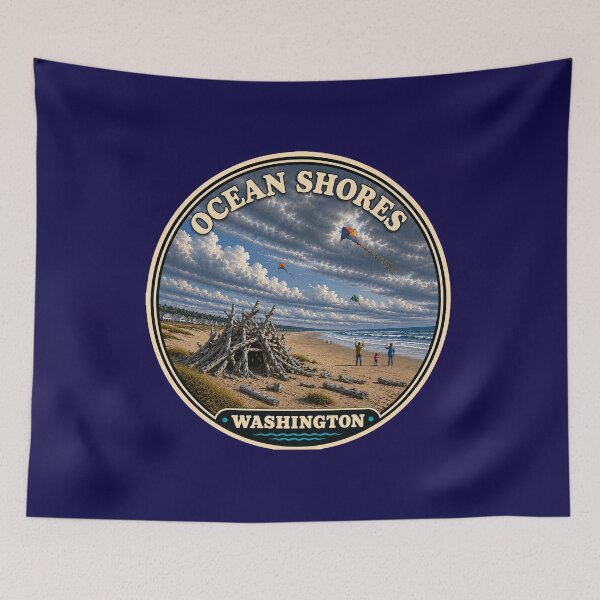 Item preview, Ocean Shores Washington Driftwood Fort Beach Badge Sticker designed and sold by Swanny's Custom T-shirt and Gift Designs.