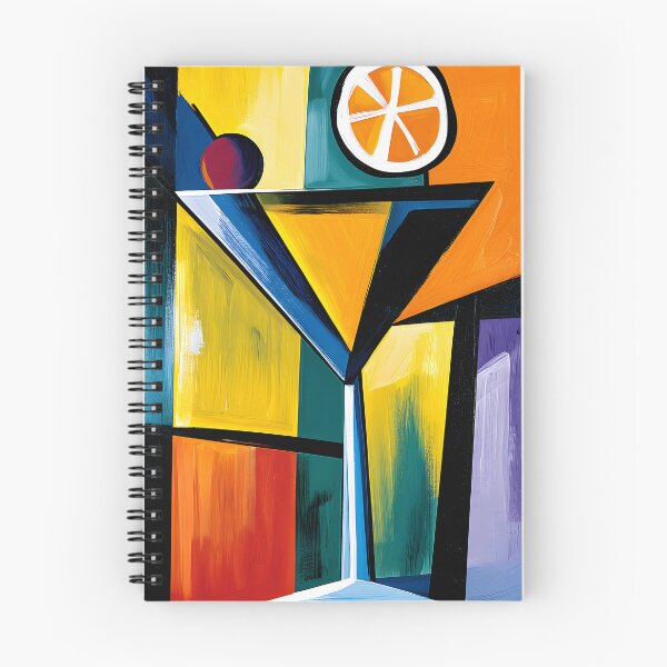 Item preview, Cubist Cocktail Celebration - Lemon Cherry and Bold Geometric Mixology in Vibrant Color designed and sold by OlfactoART Studio.