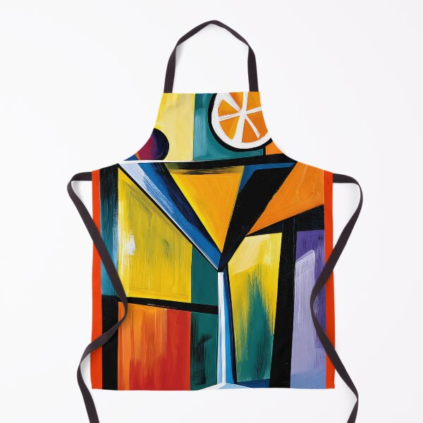 Item preview, Cubist Cocktail Celebration - Lemon Cherry and Bold Geometric Mixology in Vibrant Color designed and sold by OlfactoART Studio.