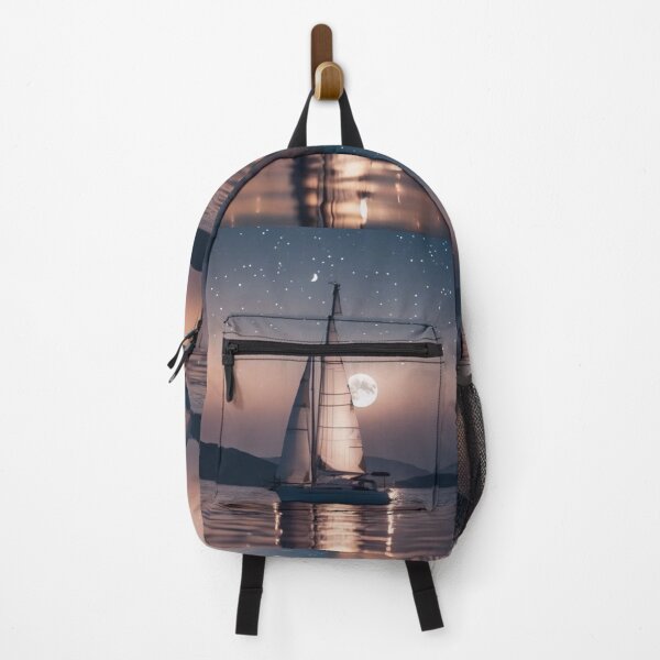 Item preview, Sailboat Night Ocean Big Full Moon Starry Sky Art designed and sold by UmSkelig834.