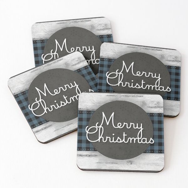 Item preview, Rustic Birch Blue Buffalo Plaid Merry Christmas designed and sold by GlueGunEnergy.