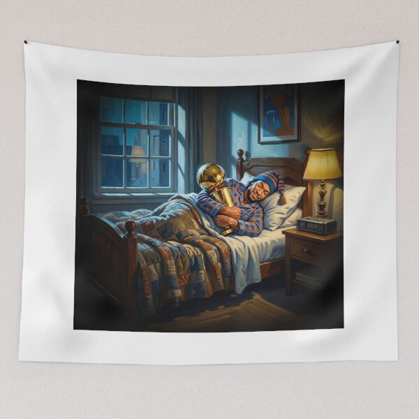 Item preview, Jalen Brunson NY Knicks Sleeping With NBA Finals Trophy designed and sold by Home Decor Art.