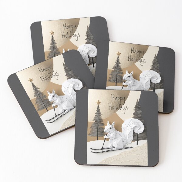 Item preview, Modern Minimal Origami Christmas Skiing Squirrel designed and sold by GlueGunEnergy.