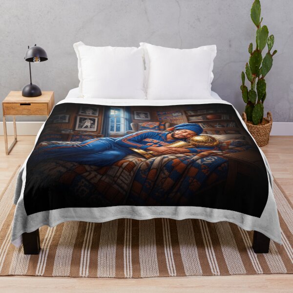 Artikelvorschau, Jalen Brunson NY Knicks Sleeping With NBA Finals Trophy entworfen und verkauft von Home Decor Art.