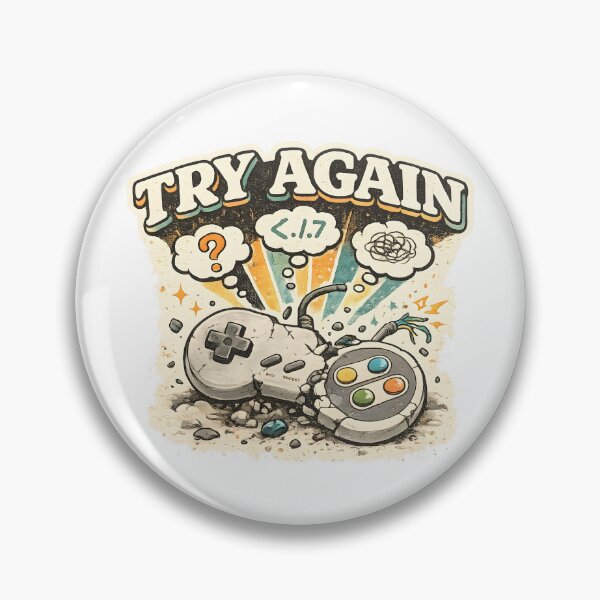 Item preview, TRY AGAIN Funny Retro Gamer Vintage Gaming Motivation Design designed and sold by suthee navakul.