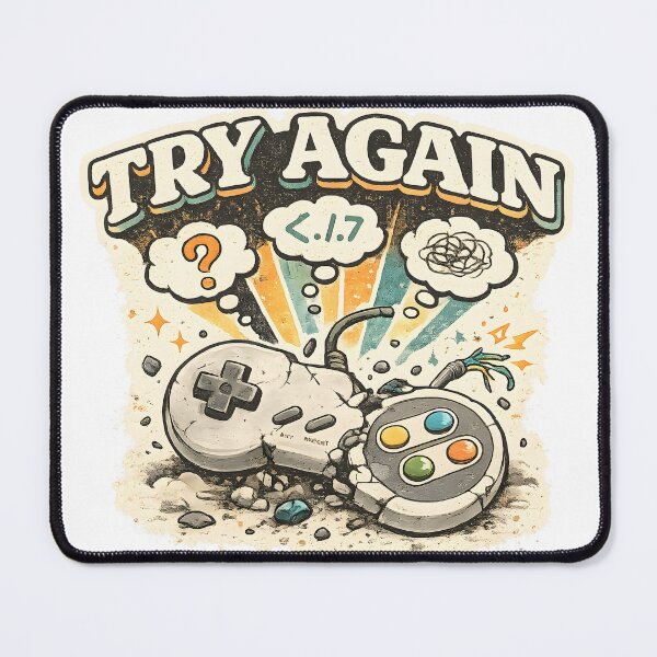 Item preview, TRY AGAIN Funny Retro Gamer Vintage Gaming Motivation Design designed and sold by suthee navakul.