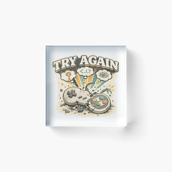 Item preview, TRY AGAIN Funny Retro Gamer Vintage Gaming Motivation Design designed and sold by suthee navakul.
