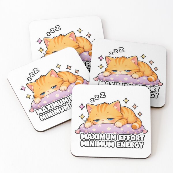 Artikelvorschau, Maximum Effort Minimum Energy Funny Lazy Cat Meme Sticker entworfen und verkauft von MoodyMeows.