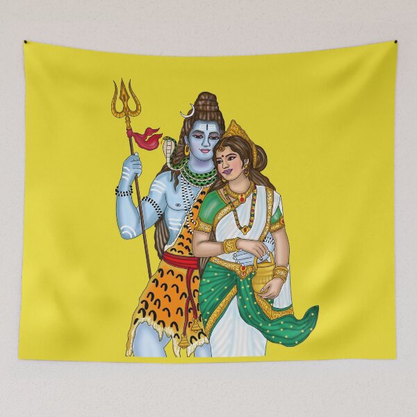 Item preview, Shiva and Parvati Artwork | Sacred Hindu Divine Couple Digital Illustration designed and sold by Harshit_Digital_Arts.