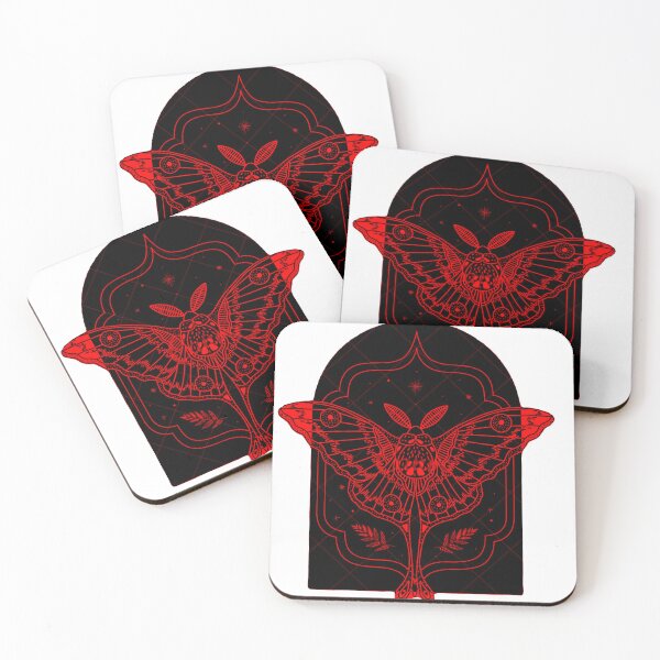 Item preview, Neon Red Moon Moth Gothic Alchemy Sketch designed and sold by Ideniquo.