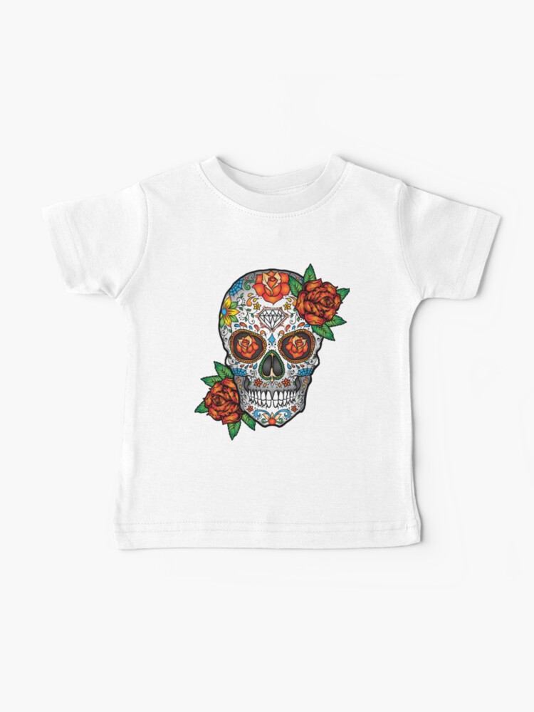 EVIL SUGAR SKULL LONG SLEEVE T-Shirt Tee ~ Dia de Muertos ~ Day of Dead Roses