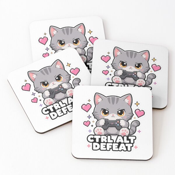 Item preview, Ctrl Alt Defeat Funny Gamer Cat Meme Sticker designed and sold by MoodyMeows.