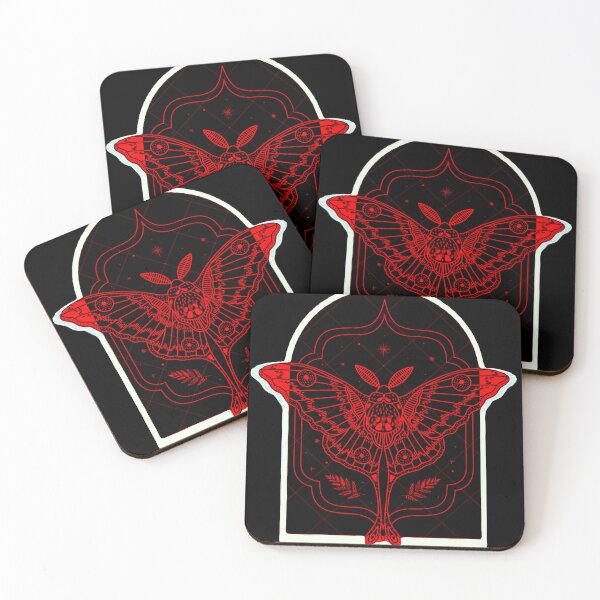 Item preview, White Outline Neon Red Luna Moth Portal designed and sold by Ideniquo.