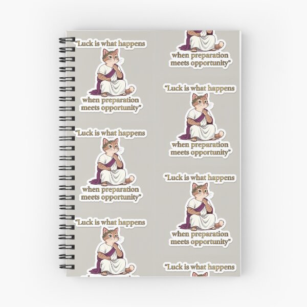 Item preview, Seneca Inspired Stoic Cartoon Cat - Seneca Quote: Luck is What Happens When Preparation Meets Opportunity designed and sold by Donsean22.