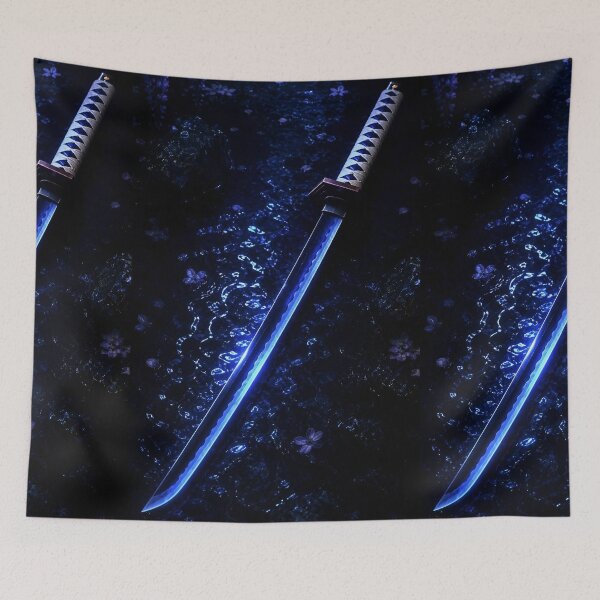Item preview, Giyu Tomioka Nichirin Sword Poster | Water Hashira Demon Slayer Katana Art | Blue Aesthetic Anime Wall Decor designed and sold by Dyan4.