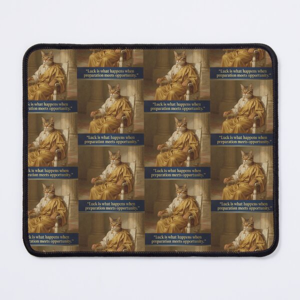 Item preview, Seneca Inspired Stoic Portrait Cat - Seneca Quote: Luck is What Happens When Preparation Meets Opportunity designed and sold by Donsean22.