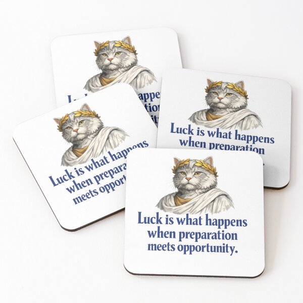 Item preview, Seneca Inspired Stoic Roman Cat – Luck is What Happens When Preparation Meets Opportunity designed and sold by Donsean22.