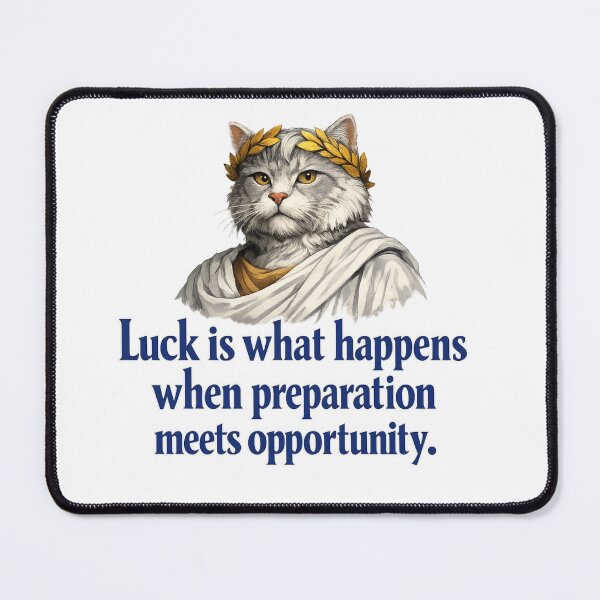 Item preview, Seneca Inspired Stoic Roman Cat – Luck is What Happens When Preparation Meets Opportunity designed and sold by Donsean22.