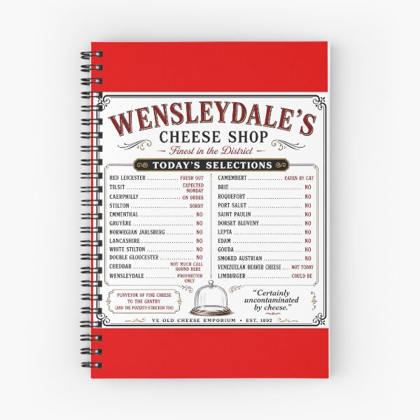 Item preview, Wensleydale’s Cheese Shop | Vintage British Cheese Menu Sign | Retro Monty Python Inspired Humor Tee designed and sold by DiamondSkyShirt.