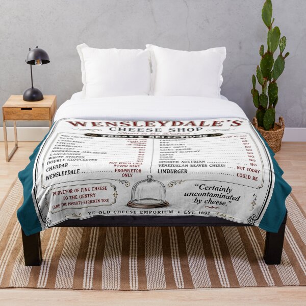 Item preview, Wensleydale’s Cheese Shop | Vintage British Cheese Menu Sign | Retro Monty Python Inspired Humor Tee designed and sold by DiamondSkyShirt.