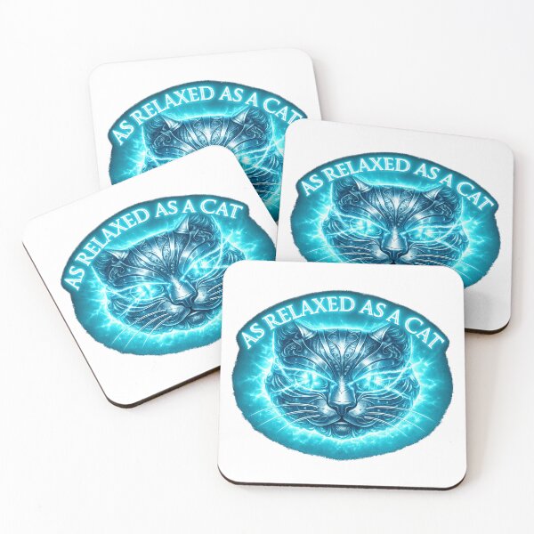 Item preview, AS RELAXED AS A CAT – Premium Chrome Cyan Edition designed and sold by dragon580 // Waaa… the killer shark ran away.